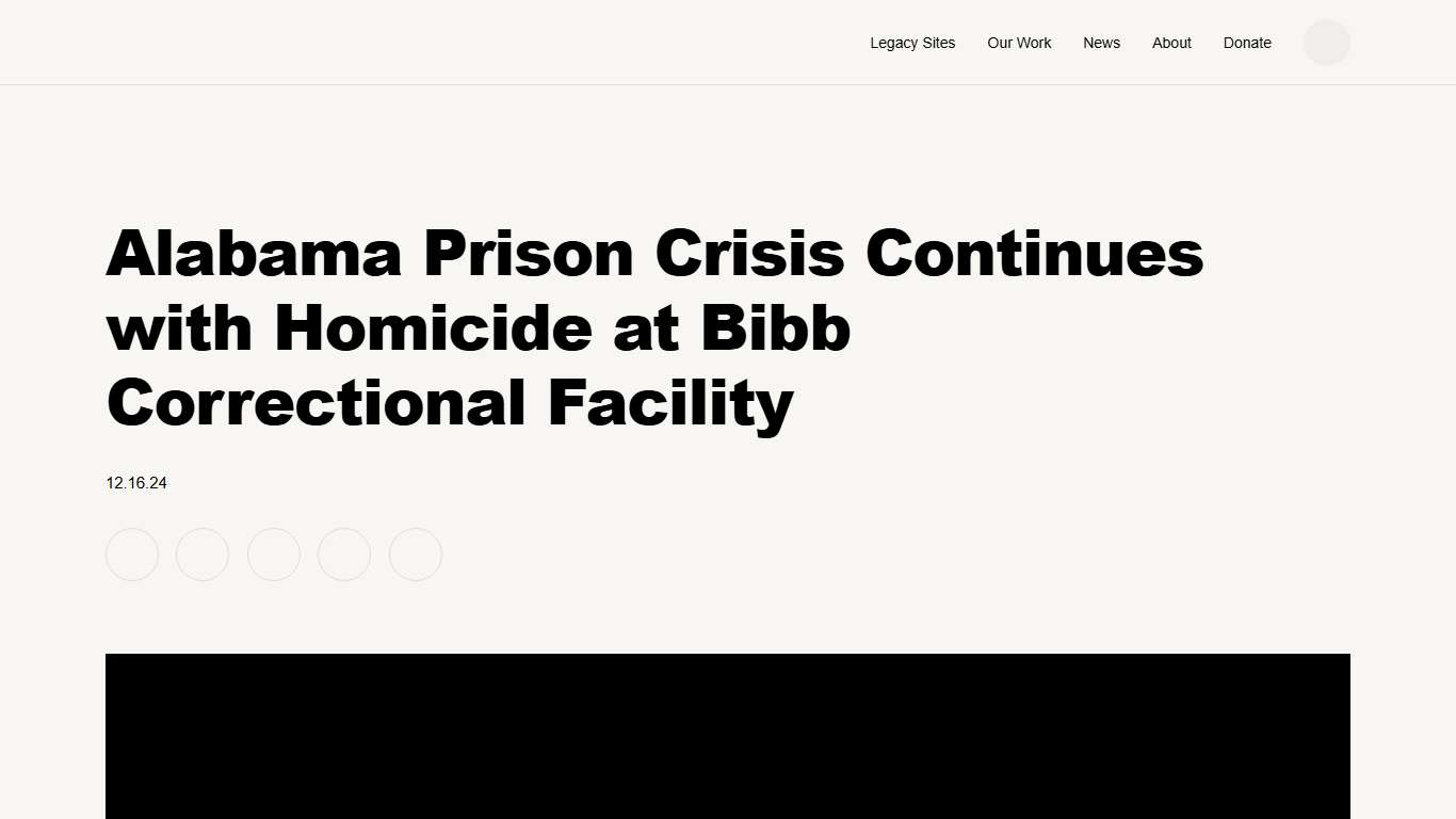 Alabama Prison Crisis Continues with Homicide at Bibb Correctional Facility