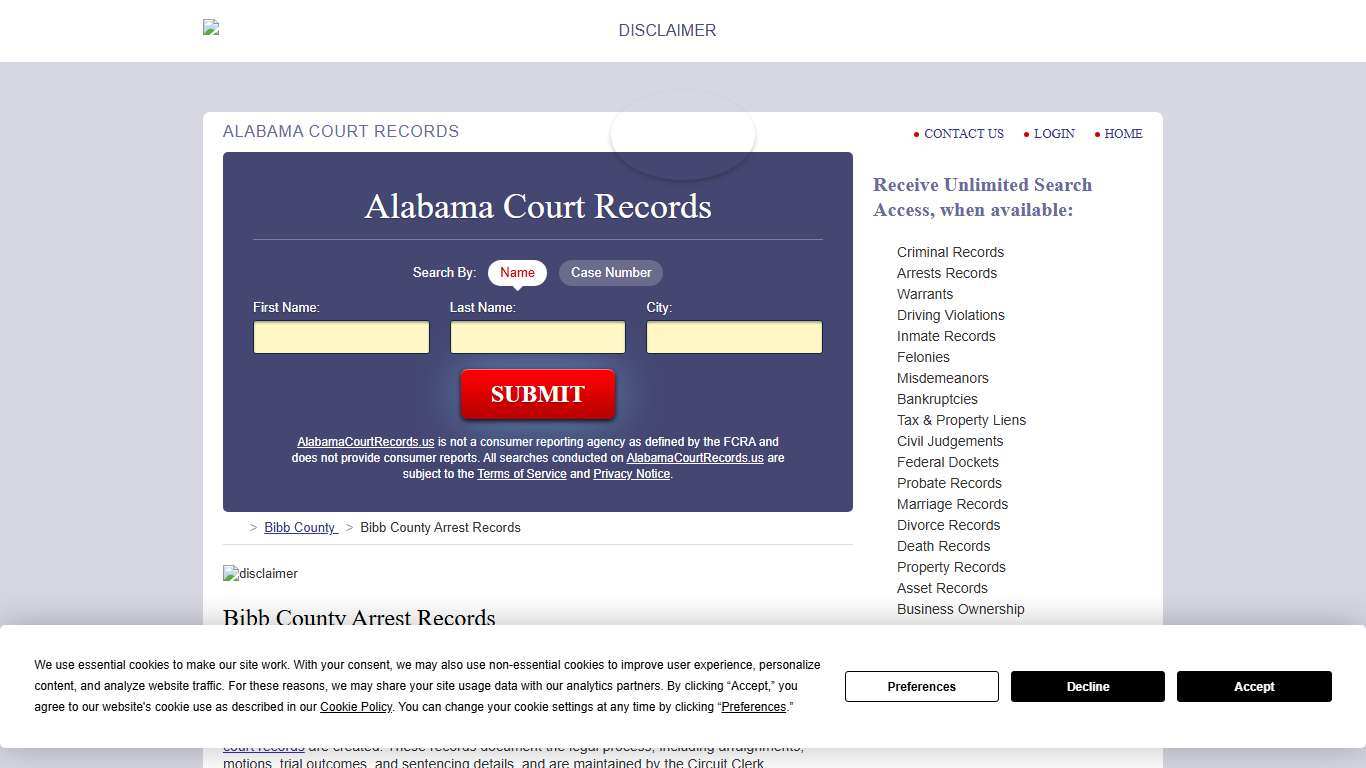 Bibb County Arrest Records AlabamaCourtRecords.us